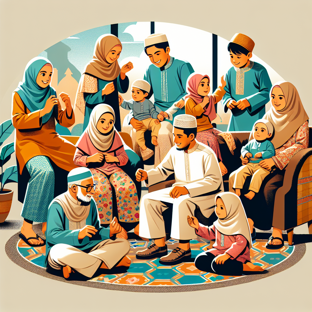 photograph of muslim family with young children and seniors 